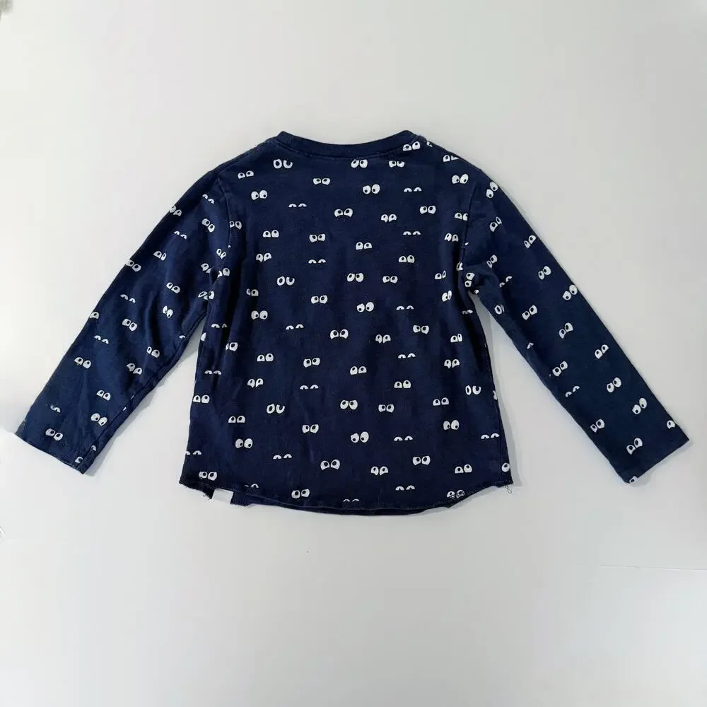 [Baby Gap] Blue Boo! Graphic Halloween Eyes Long Sleeve T-Shirt Size 4 Years